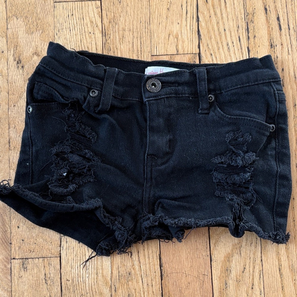 Kids Vintage Havana Black Denim Shorts